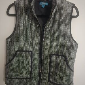 Buttons Tweed-Style Zip Vest in Black & White Size Medium